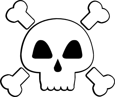 Skull And Cross Bones Svg - Drawing (397x335), Png Download