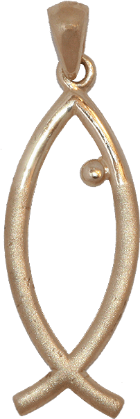 14k Gold Ichthus Fish Pendant - Pendant (650x650), Png Download