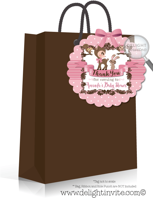 Woodland Forest Animals Baby Shower Favor Tags - 40th Birthday Black Thank You Tag (613x822), Png Download