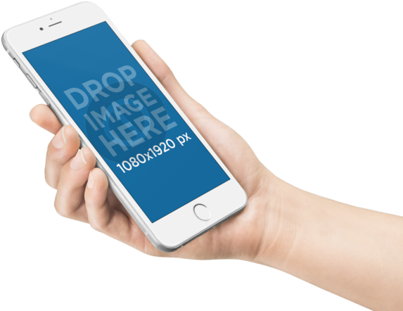 Mockup Template Of A Woman Holding Iphone 6 Plus - Mobile Phone (640x480), Png Download