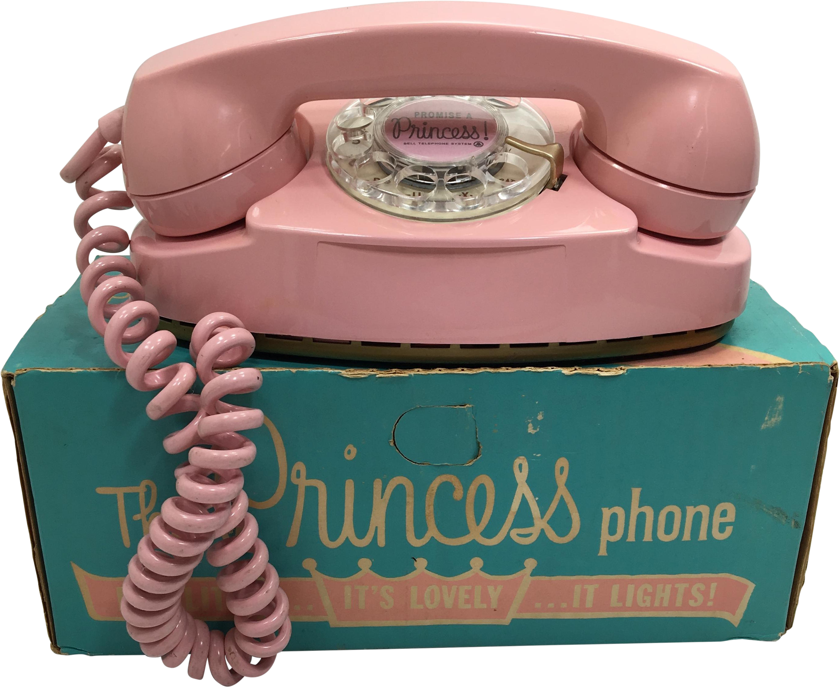 Pink 1964 Princess Rotary Dial Telephone On Chairish - Corded Phone (2864x2865), Png Download