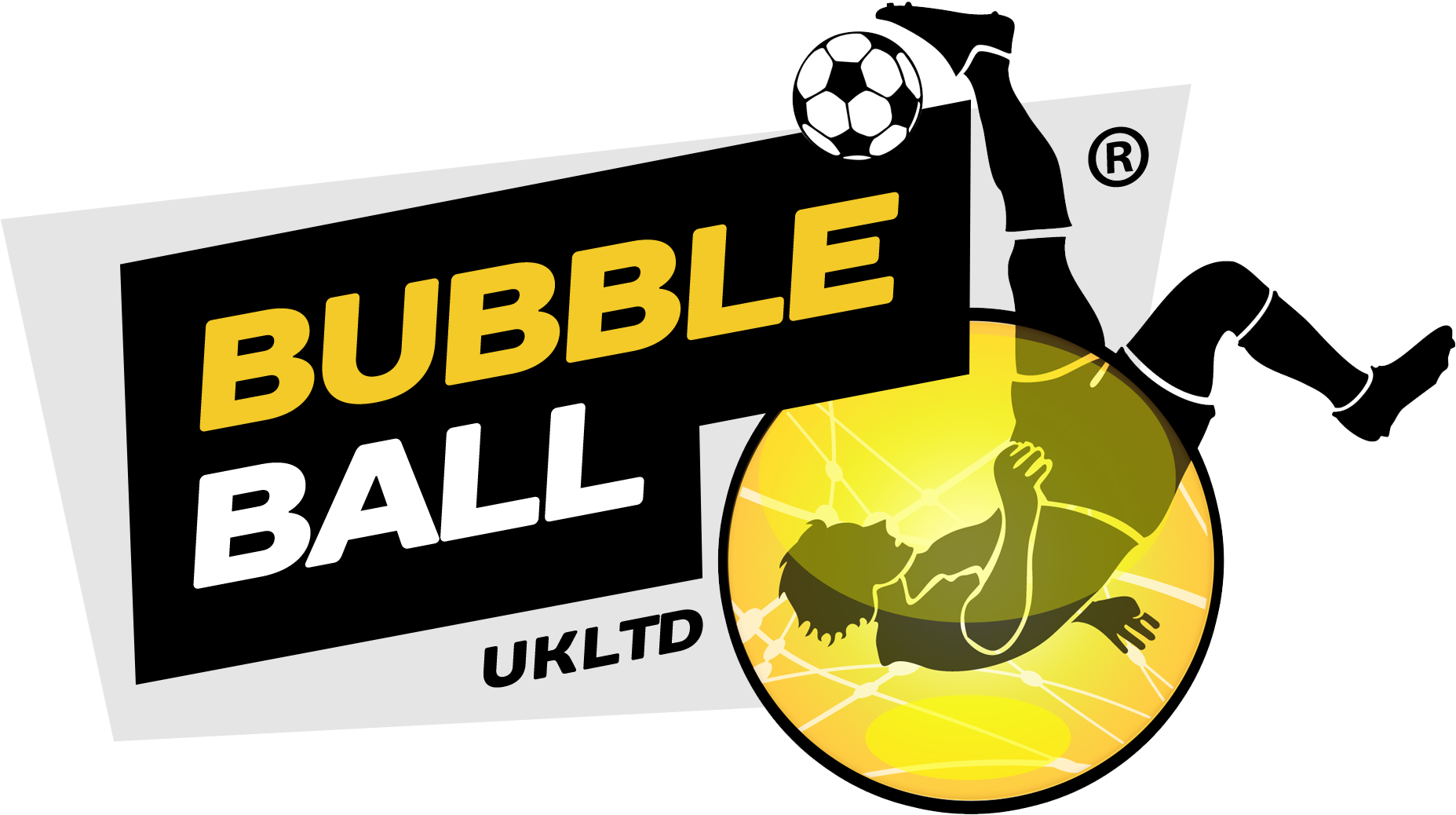 Bubbleball Uk - Soccer Player Kicking Ball (1856x1046), Png Download