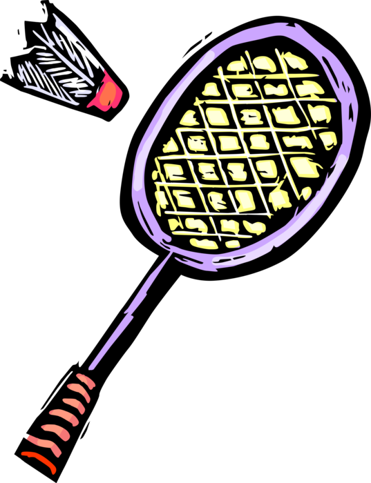 Vector Illustration Of Sport Of Badminton Racket Or - Sports Equipment Clip Art (537x700), Png Download