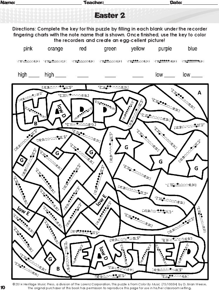 Color By Music Thumbnail - Color Music Note Easter (816x1056), Png Download
