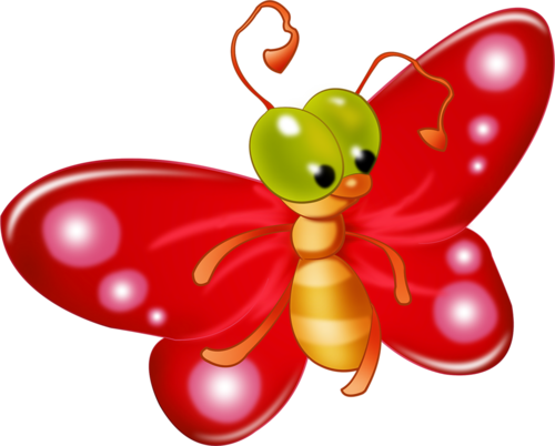 Cute Butterfly Cartoon Clip Art Images On A Transparent - Cute Butterfly Clip Art With Transparent Background (500x402), Png Download