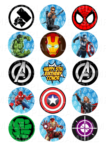 Avengers - €7 - 50 - Iron Man - Justice League Cupcake Topper (500x500), Png Download
