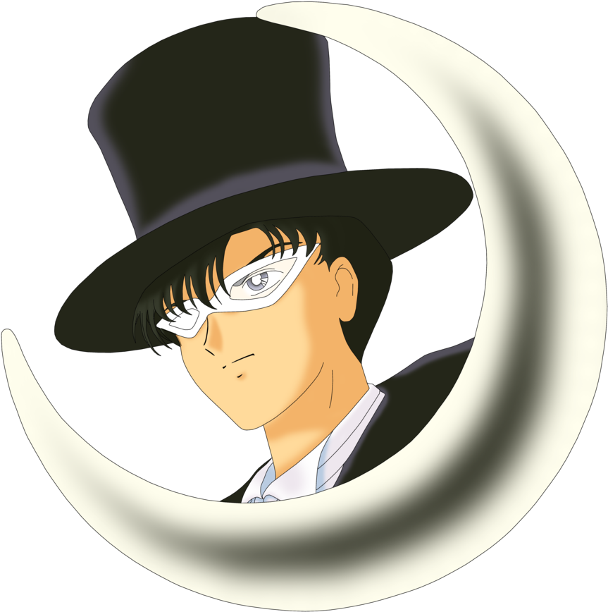 Tuxedo Mask Cresent Head By Anthro7 - Sailor Moon Tuxedo Mask Endymion Print Vinyl Xbody (900x894), Png Download