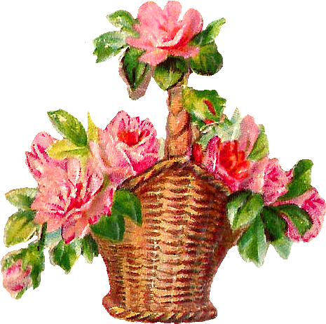 Pink Flower Clipart Flower Basket Pencil And In Color - New Rose Flowers Basket (547x524), Png Download