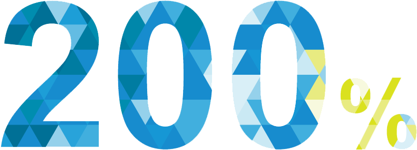 Up To 200% Longer Lifetime Vs - 200% Png (955x477), Png Download