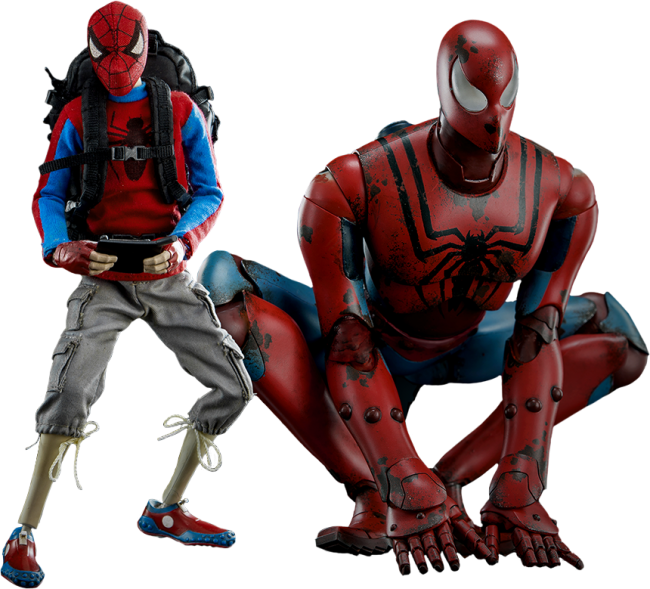 Peter Parker With Spider Bot 1/6th Scale Action Figure - Spider Man Peter Parker Threea (650x589), Png Download