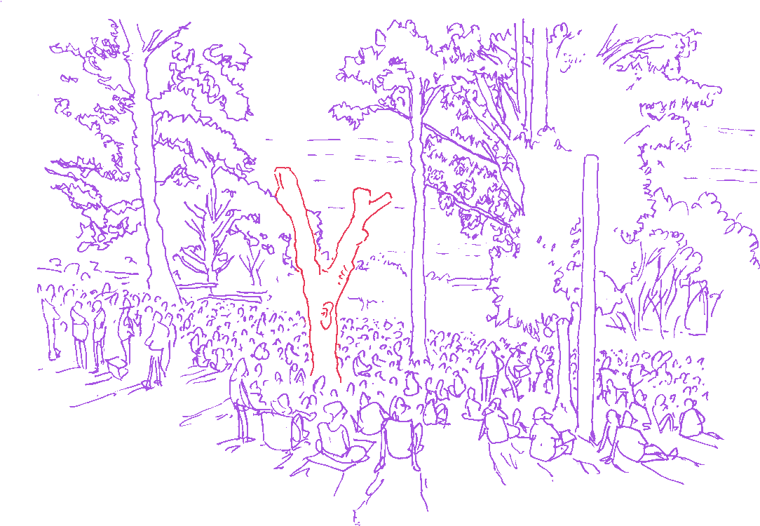 There's A Red Tree At The Back Of The Amphitheatre - Handwriting (1100x777), Png Download