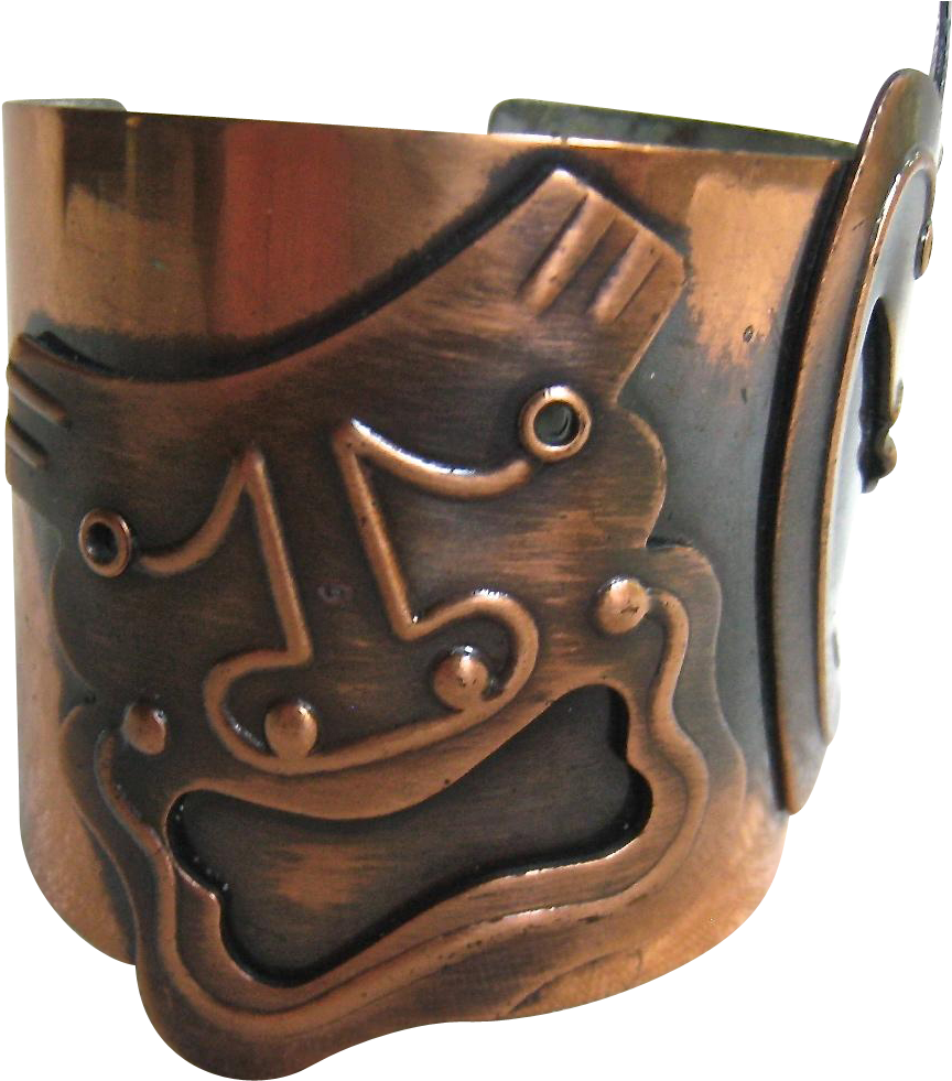 Rebajes Comedy Tragedy Mask Copper Cuff Bracelet - Wood (980x980), Png Download