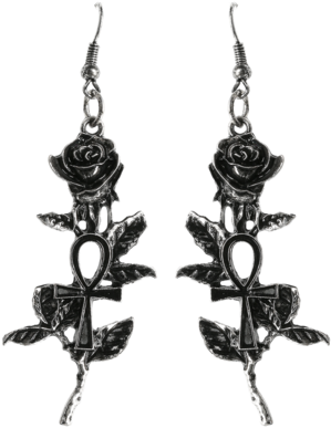 Ankh Rose Silver Earrings - Gothic Earrings (400x400), Png Download