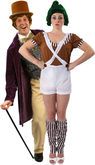 Willy Wonka And Oompa Loompa Couples Costumes - Cute Oompa Loompa Costume (366x580), Png Download