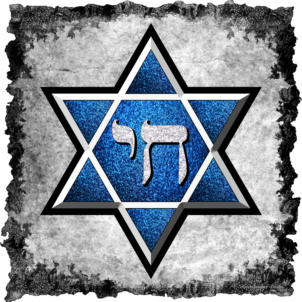 Blue Glitter Grunge Star Of David Round Ornament (1200x1200), Png Download