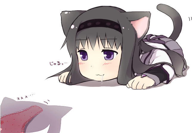Akemi Homura And Kyubey Drawn By Only Norisu - Undercover Kitty (700x600), Png Download