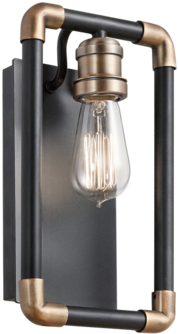 Kichler 1-light Industrial Pipe Wall Sconce - Industrial Nickel Wall Lights (480x360), Png Download