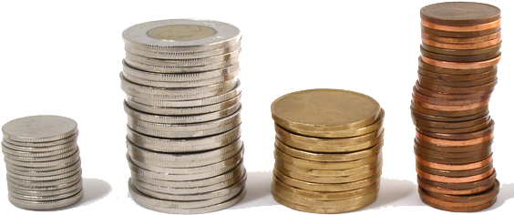Coin Stack Png Image - Stacks Of Coins Png (575x250), Png Download