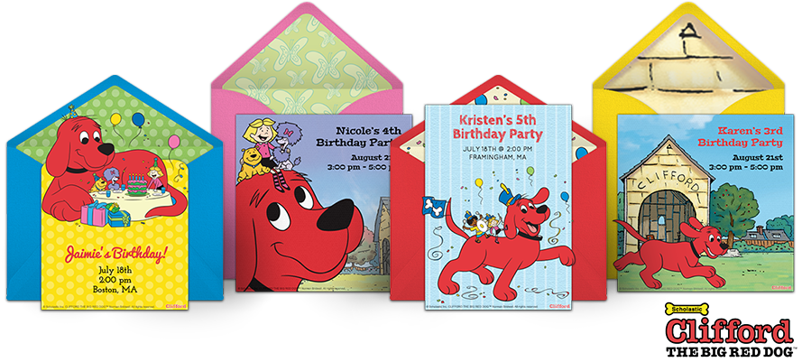 Clifford Online Invitations - Write With Clifford The Big Red Dog (910x430), Png Download