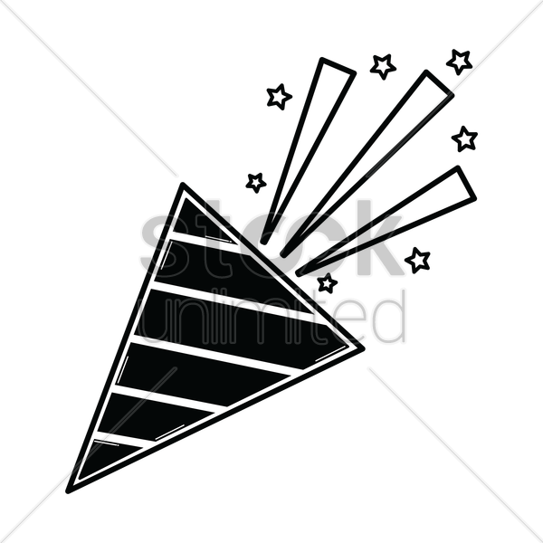Party Poppers V矢量图形 - Party Popper Black And White Graphic (600x600), Png Download