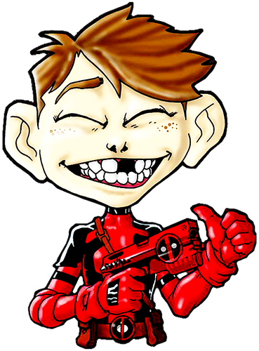 Ike As Deadpool Sticker - Cartoon (369x500), Png Download