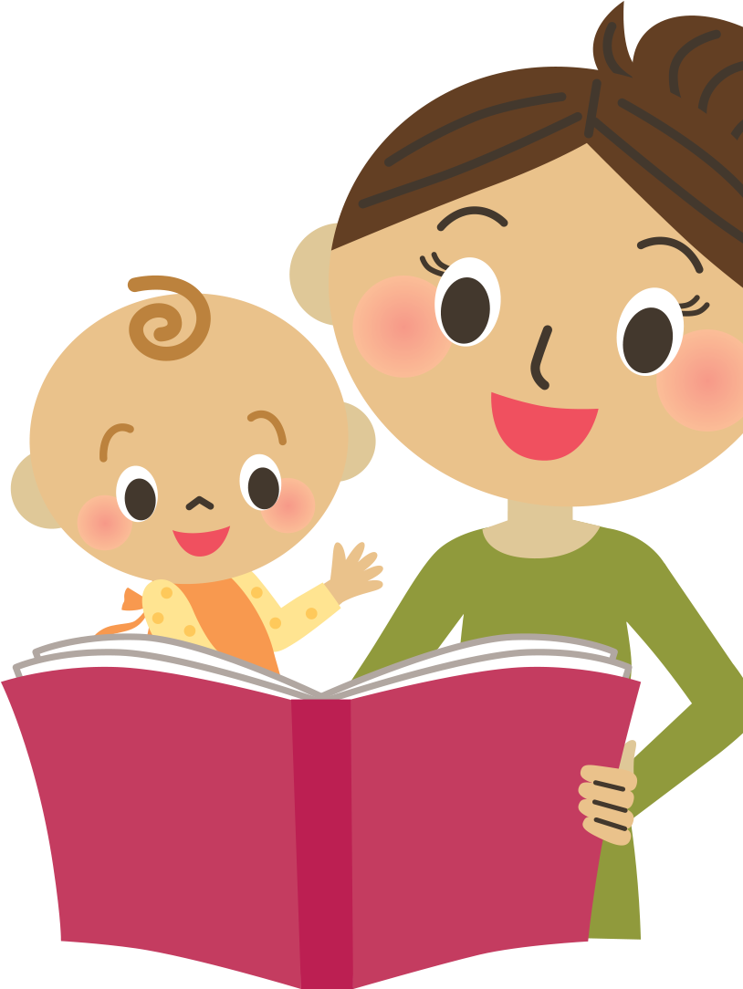 Mom Reading With Child - Cartoon Reading With Parents (839x1092), Png Download