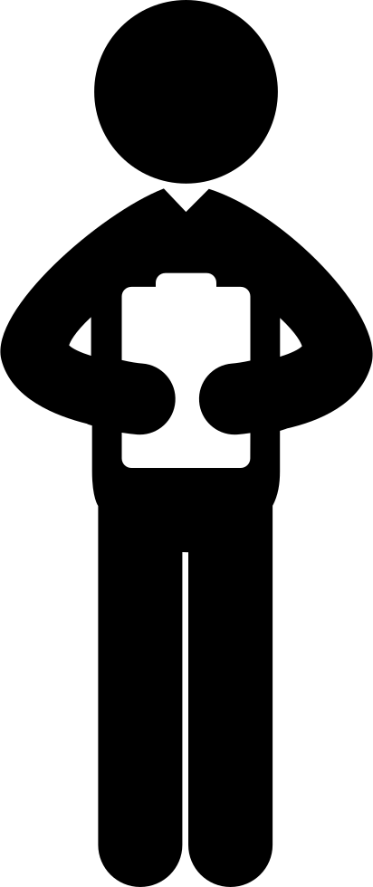 Standing Male Person Reading A Paper Comments - Man With Clip Board Clipart (412x980), Png Download
