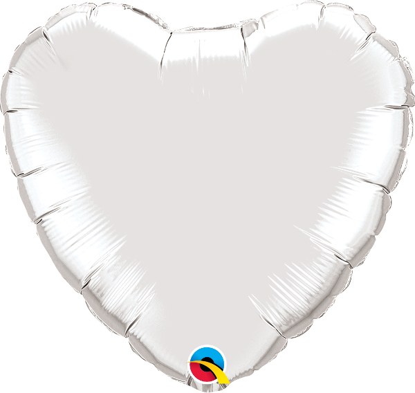 Silver Heart Balloon - Foil White Heart Balloons (600x568), Png Download