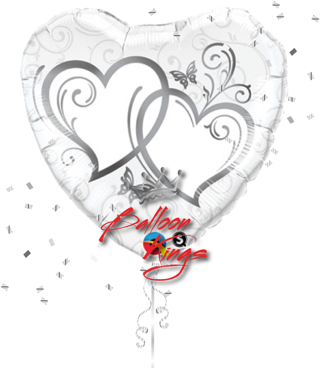 Large Entwined Silver Hearts - Qualatex Entwined Hearts Foil Balloon (1280x1280), Png Download