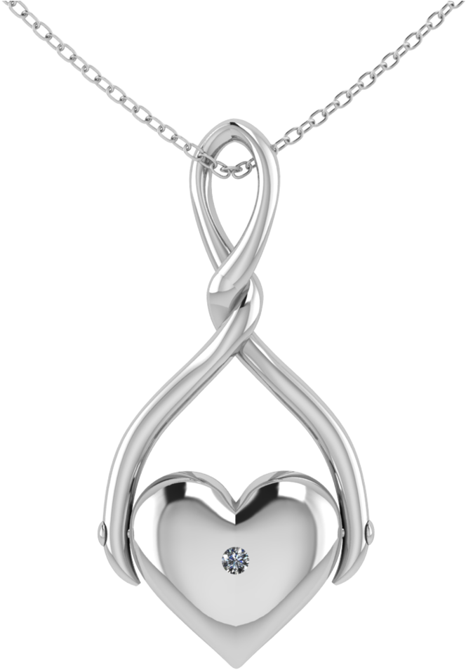 Chunky Heart Spinner Pendant In Silver (1000x1020), Png Download