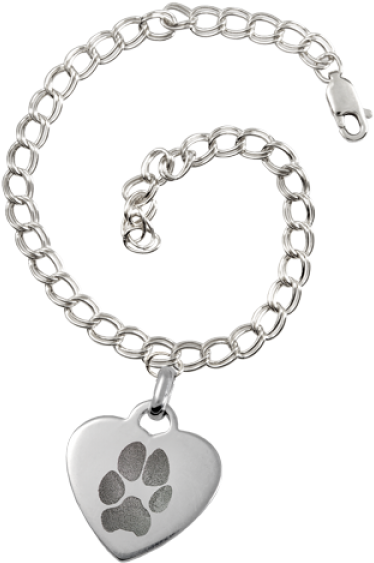 Description - Pet Print Jewelry: Sterling Silver Heart Charm Bracelet (600x600), Png Download