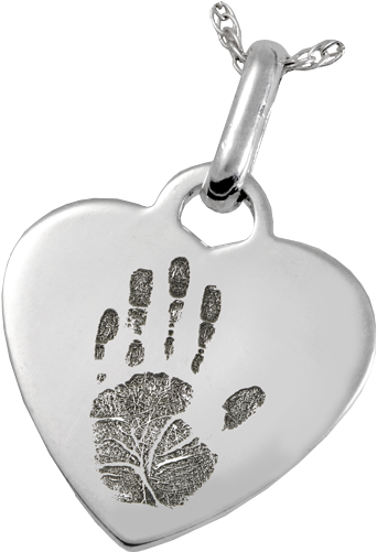 Memorial Jewelry: Sterling Silver Heart Pendant- Handprint (500x500), Png Download