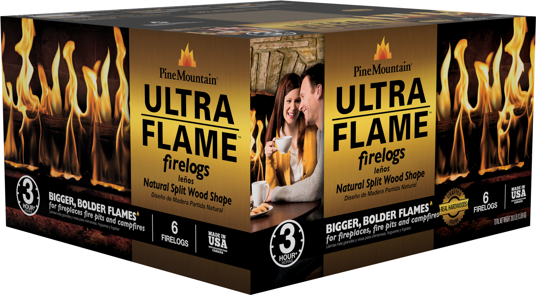 Pine Mountain Ultraflame 3-hour Firelogs (2401x1805), Png Download