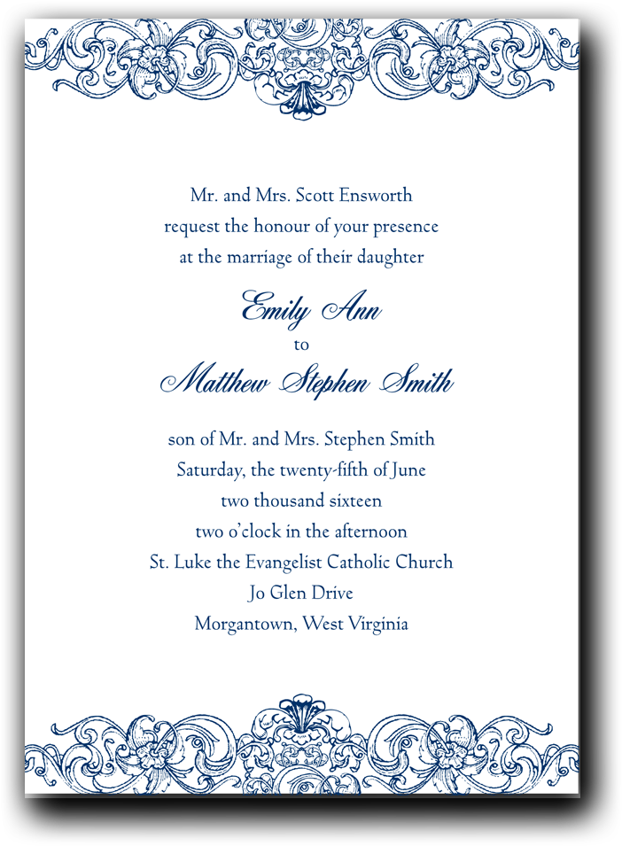 Blue Filigree - Wedding Invitation (1000x1000), Png Download