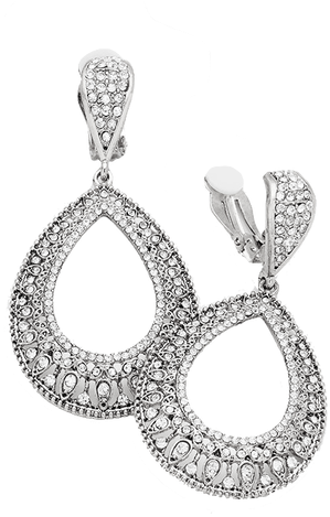 Png Free Download Clip Earings Dangle - Antique Gold Antique Silver Rhinestone Cut Teardrop (498x498), Png Download