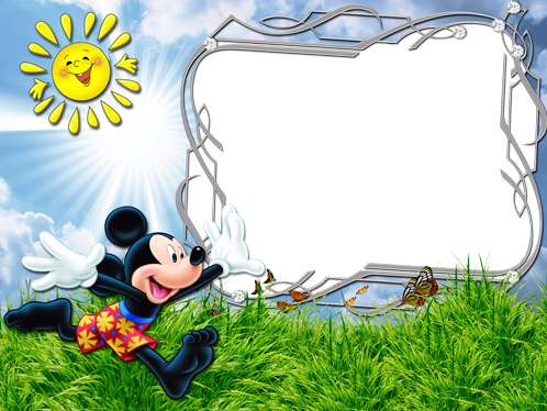 What A Sunny Day With Mickey Mouse - Miss You Card With Pink Daisy-gerbera And Butterfly (498x374), Png Download