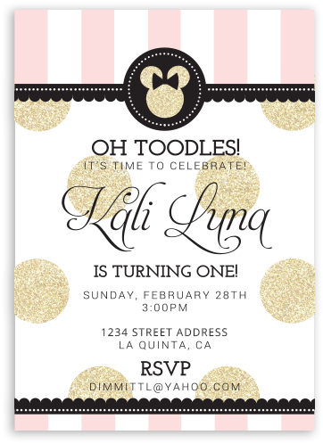 Minnie Mouse Baby Birthday Invitations1 - Font (398x536), Png Download