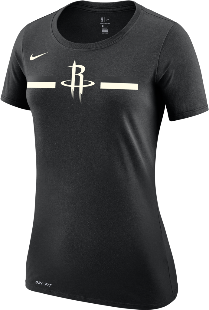 Women's Houston Rockets Nike Black Stripe Tee - Houston Rockets (1024x1024), Png Download