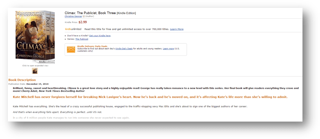 According To Amazon, The Book Can Be Any Length So - Climax, The Publicist Book Three (1072x475), Png Download