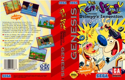 (mega Drive) Ren & Stimpy Stimpy's Invention (500x500), Png Download