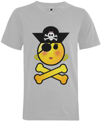 Smiley Emoji Girl Men's V Neck T Shirt - Pirate Day Shower Curtain (500x500), Png Download