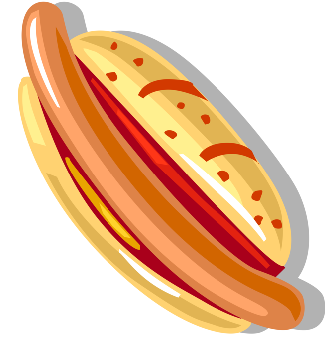 Vector Illustration Of Cooked Hot Dog Or Hotdog Frankfurter - Fast Food (653x700), Png Download