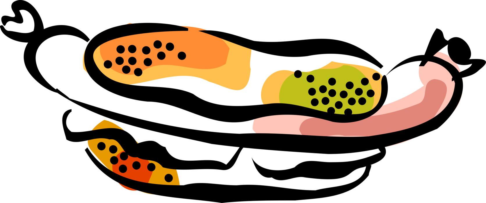 Vector Illustration Of Cooked Hot Dog Or Hotdog Frankfurter (1671x700), Png Download