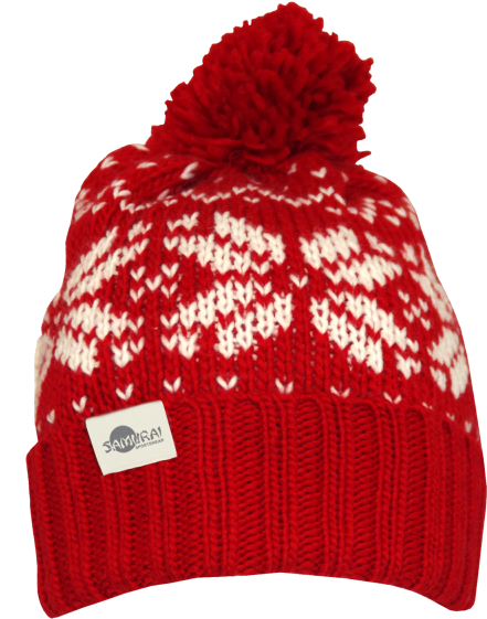 Xmas Booble Hat Red/white - Samurai Sportswear Knitted Bobble Hat Red/white (600x600), Png Download