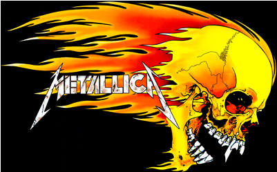 Metallica Skull & Flames Large Fabric Poster / (850x830), Png Download
