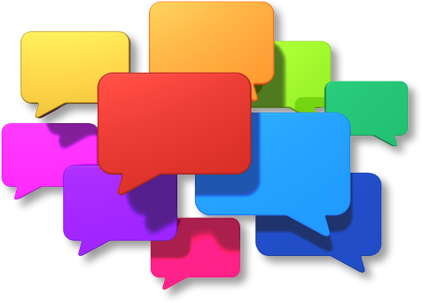 Colour Comfort - Different Coloured Speech Bubbles (476x342), Png Download