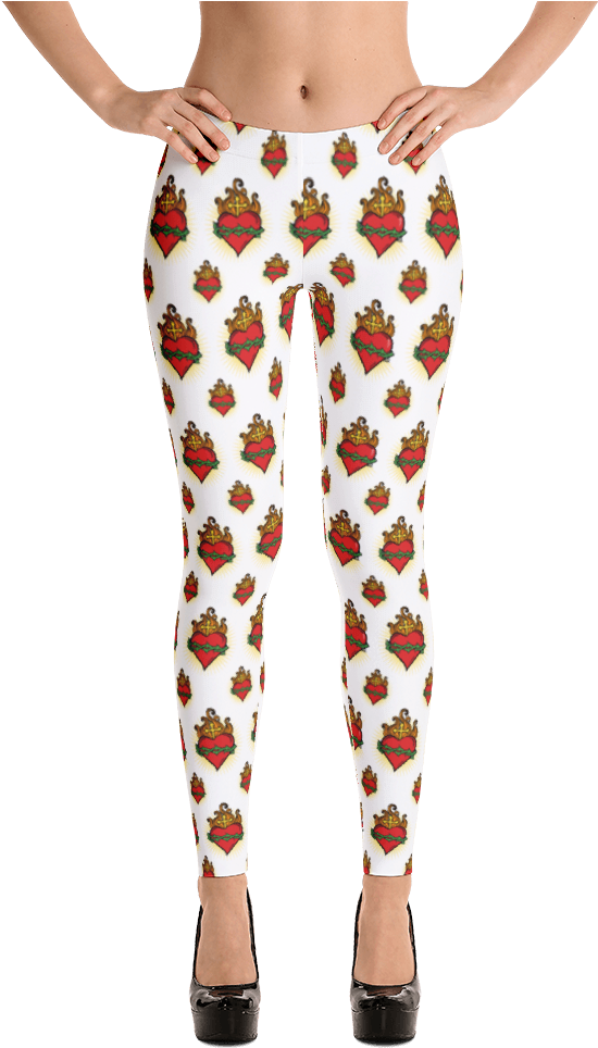 Sacred Heart Leggings - Imagineavalon Christmas Leggings, Christmas Clothing, (1000x1000), Png Download