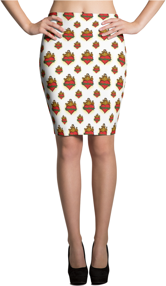 Sacred Heart Pencil Skirt - Imagineavalon Funky Christmas Skirt, Cool Christmas (1000x1000), Png Download
