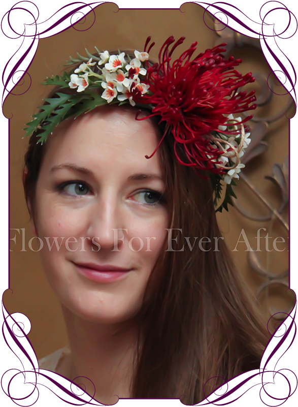Australian Native Silk Flower Floral Crown - Boutonnière (608x822), Png Download