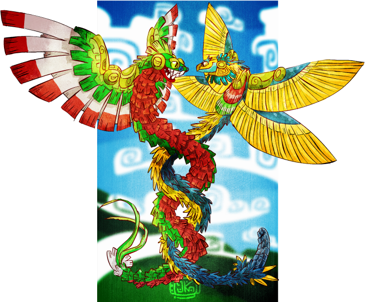Quetzalcoatl And Xiuhcoatl - Quetzalcoatl (755x622), Png Download